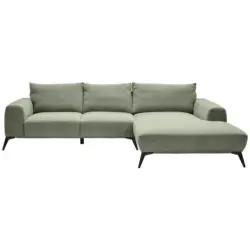 Ecksofa in Webstoff Olivgr&uuml;n 298/187 cm