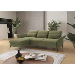 Ecksofa in Flachgewebe Hellgr&uuml;n 198/264 cm