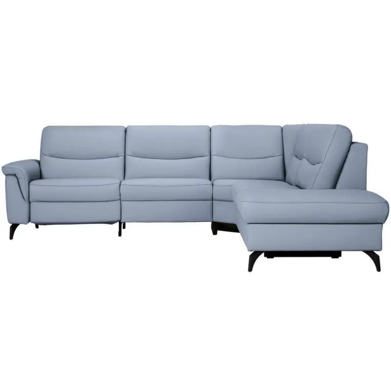 Ecksofa in Echtleder Hellblau 280/249 cm