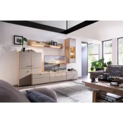 Wohnwand in Grau, Buchefarben 285/215/53 cm