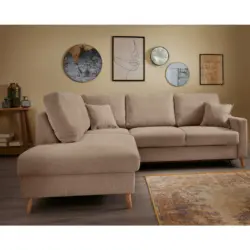Ecksofa Valentina in Chenille Hellbraun