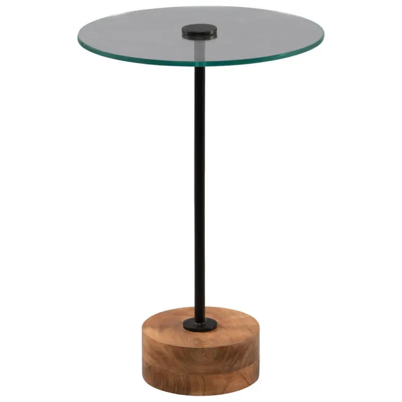 Beistelltisch in Holz, Metall, Glas 35/35/53 cm