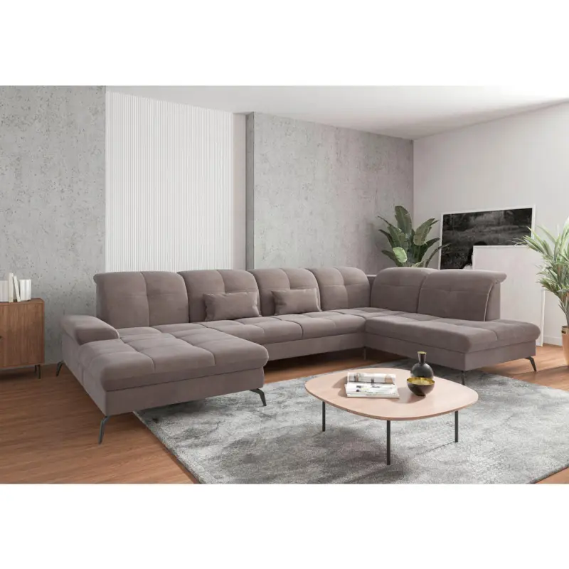 Wohnlandschaft in Flachgewebe Taupe