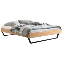 Bett 140/200 cm in Anthrazit, Eiche Bianco