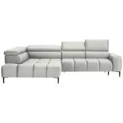 Ecksofa in Webstoff Creme 216/300 cm