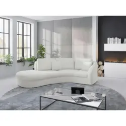 Ecksofa Jazz V in Flachgewebe Wei&szlig; 230/266 cm