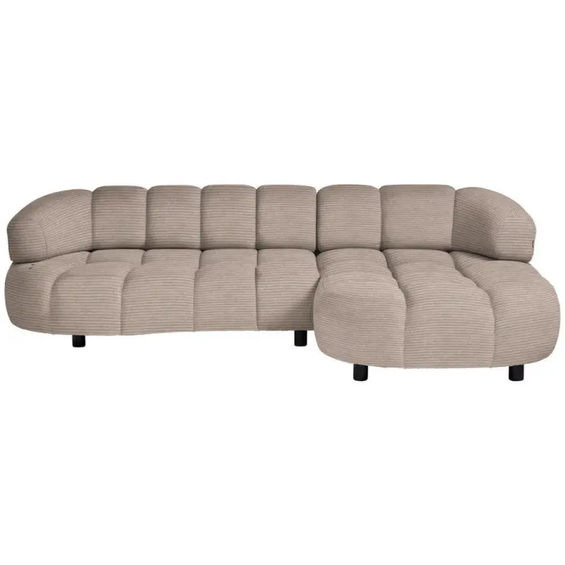 Ecksofa in Cord, Velours Hellbraun 284/183 cm