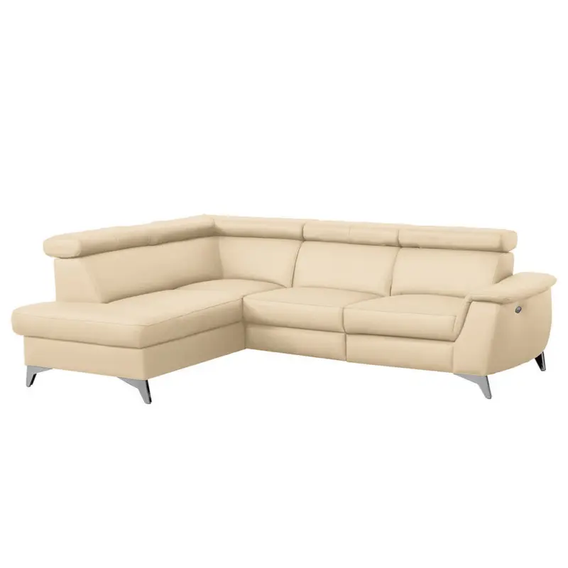 Ecksofa in Lederlook Echtleder Beige 197/257 cm
