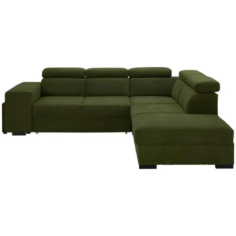 Ecksofa in Webstoff Dunkelgr&uuml;n
