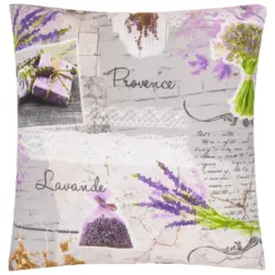 Outdoor-Kissen in Grau, Gr&uuml;n, Violett Floral 40/40 cm