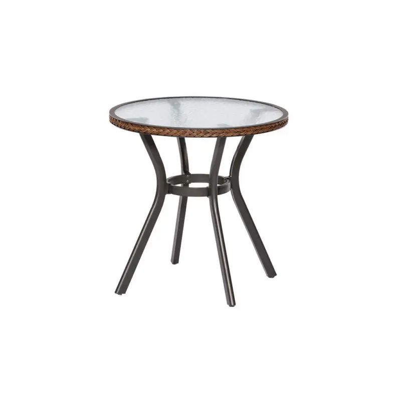 Gartentisch Metall, Kunststoff, Glas Graphitfarben, Dunkelbraun rund