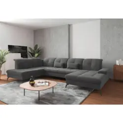 Wohnlandschaft in Flachgewebe Grau