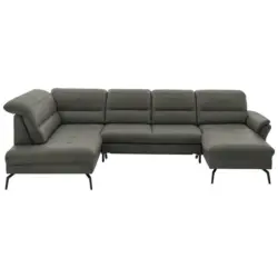 Wohnlandschaft in Echtleder Grau