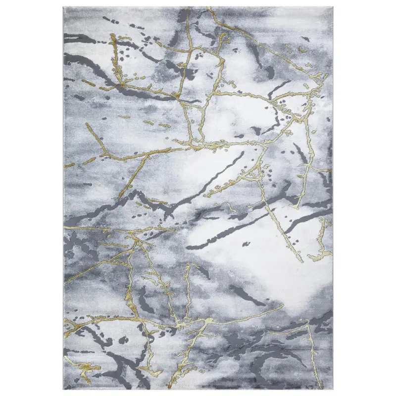 Webteppich 80/150 cm Saphira Goldfarben, Dunkelgrau