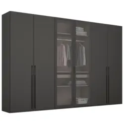 Dreht&uuml;renschrank in Graphitfarben, Grau