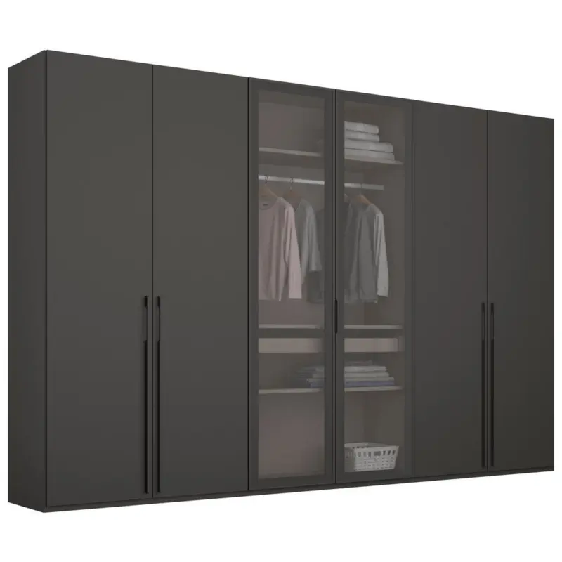 Dreht&uuml;renschrank in Graphitfarben, Grau