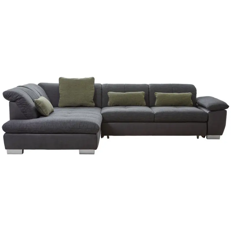Ecksofa in Chenille Schwarz 242/313 cm