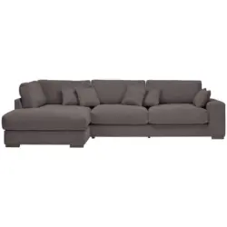 Ecksofa in Cord Dunkelgrau 205/340 cm