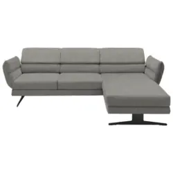 Ecksofa in Flachgewebe Hellgrau 279-327/176-217 cm