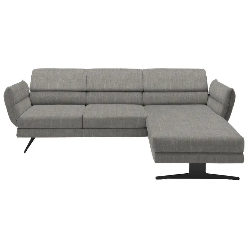 Ecksofa in Flachgewebe Hellgrau 279-327/176-217 cm