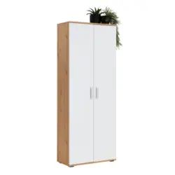Mehrzweckschrank 70/178,9/33,5 cm in Wei&szlig;, Eiche Artisan