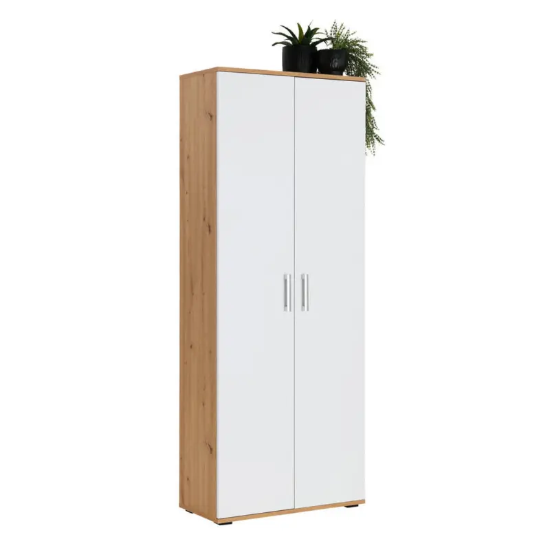 Mehrzweckschrank 70/178,9/33,5 cm in Wei&szlig;, Eiche Artisan