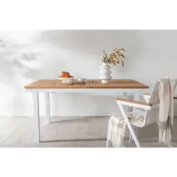 Gartentisch Metall Wei&szlig; rechteckig