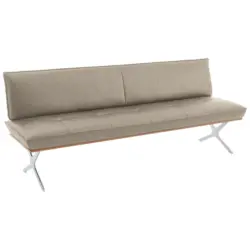 Sitzbank 194/88/66 cm in Nussbaumfarben, Nickelfarben, Beige