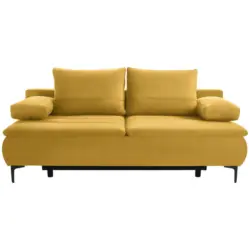 Boxspringsofa in Flachgewebe Currygelb Modern