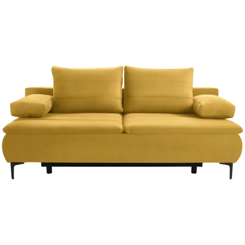 Boxspringsofa in Flachgewebe Currygelb Modern