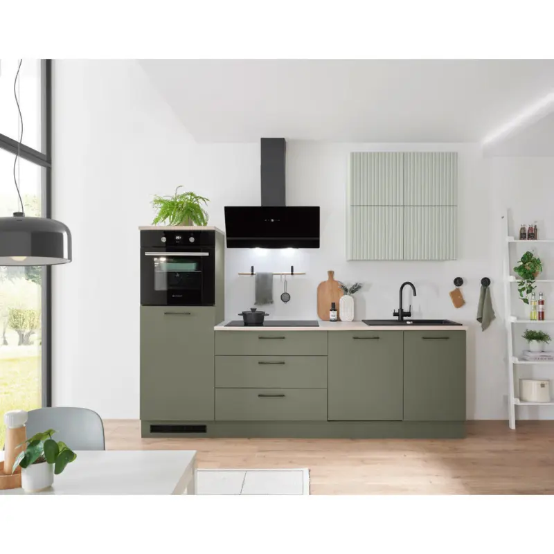 K&uuml;chenblock 260 cm in Gr&uuml;n, Mintgr&uuml;n