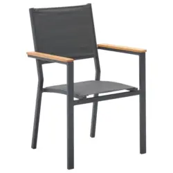 Gartenstuhl in Holz, Metall, Textil Anthrazit