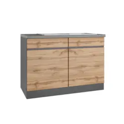 Sp&uuml;lenunterschrank 120/86/60 cm in Graphitfarben, Eiche Wotan