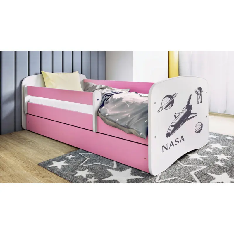 Kinder-/Juniorbett 80/160 cm in Wei&szlig;, Pink