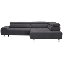 Ecksofa in Velours Dunkelgrau 295/201 cm