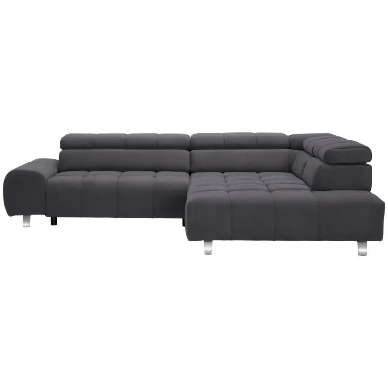 Ecksofa in Velours Dunkelgrau 295/201 cm