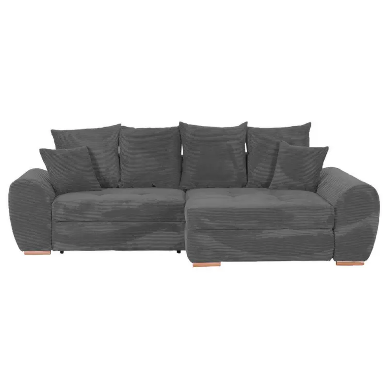 Ecksofa in Cord Dunkelgrau