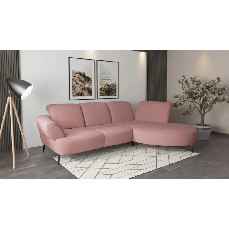 Ecksofa Dance E in Mikrofaser Altrosa 313/208 cm