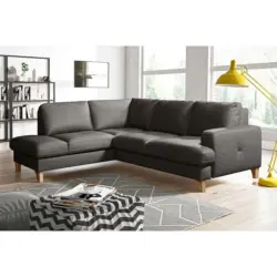 Ecksofa in Lederlook Echtleder Dunkelbraun 190/234 cm