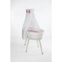 Stubenwagen-Komplettset Babybett Lounge Wei&szlig;, Punkte