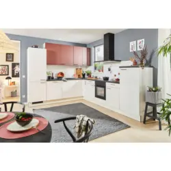 Eckk&uuml;che 270/330 cm in Rot, Wei&szlig;