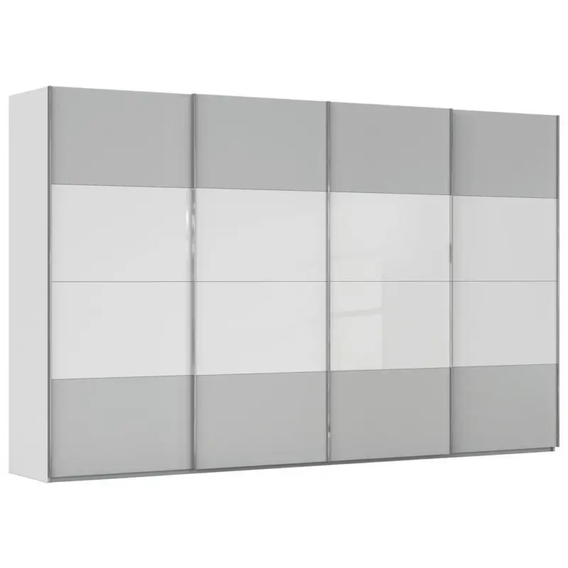 Schwebet&uuml;renschrank in Wei&szlig;, Seidengrau