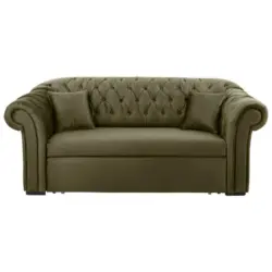 Schlafsofa in Velours Olivgr&uuml;n