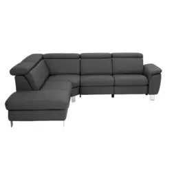 Ecksofa in Echtleder Anthrazit