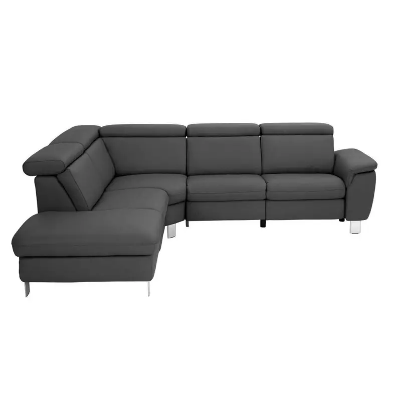 Ecksofa in Echtleder Anthrazit