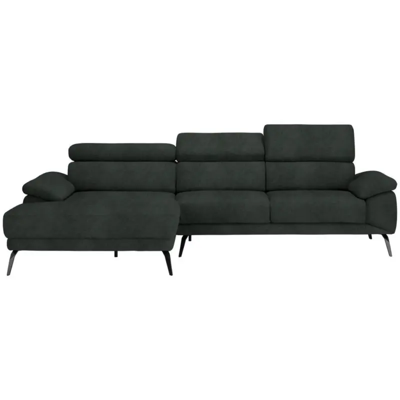 Ecksofa in Velours Dunkelgr&uuml;n 187/295 cm