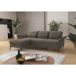 Ecksofa in Flachgewebe Schlammfarben 198/264 cm