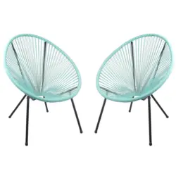 Gartensessel Metall, Kunststoff Schwarz, Mintgr&uuml;n