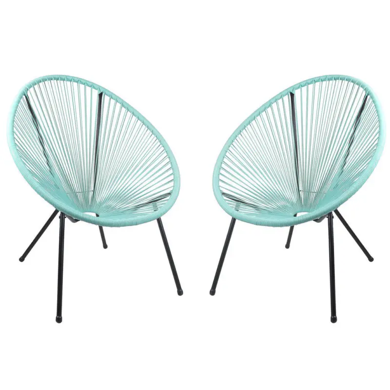 Gartensessel Metall, Kunststoff Schwarz, Mintgr&uuml;n