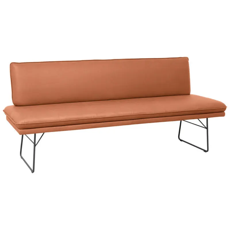 Sitzbank in Metall, Textil Schwarz, Karamell